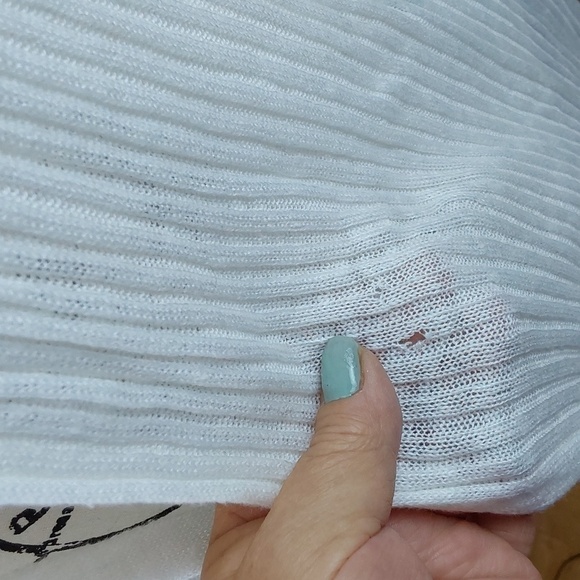 Tahari- Linen White Open longline Sweater Kimono Ribbed Slits Lagenlook Sz.M - Picture 8 of 8